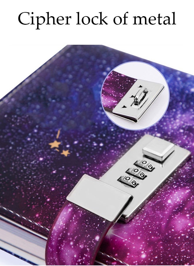 DUNISO Constellation Journal Notebook Record Diary with lock Beautiful Flower Imitation Leather Cover Writing Notepad Travel Journal for Girls and Boys  - Image 3