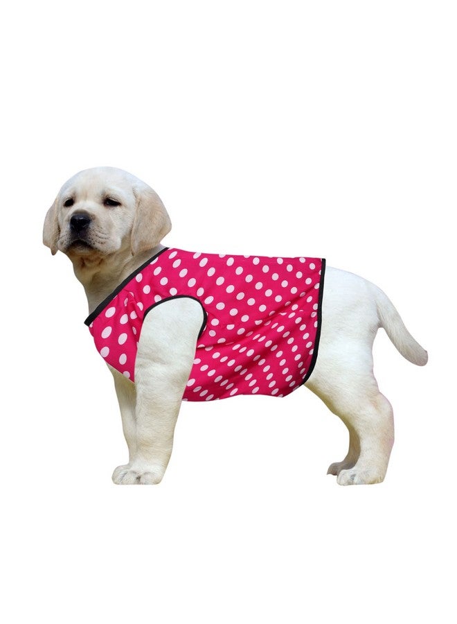 Western Era Funky Soft Cotton Dog T-Shirt | Comfortable & Breathable Dog Clothing | Sleeveless Vest Puppy Outfit |(Polka Pink) (Xsmall) (12Inches) - Image 1