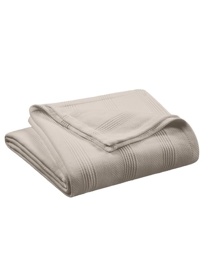 Vellux Twin Size 100% Cotton Blanket | Super Soft Breathable Lightweight Throw Blanket | All-Season Knit Blanket | Versatile Hotel Luxury | Easy Care Twin Cotton Blanket | Oeko-Tex Blanket | Mink - Image 1