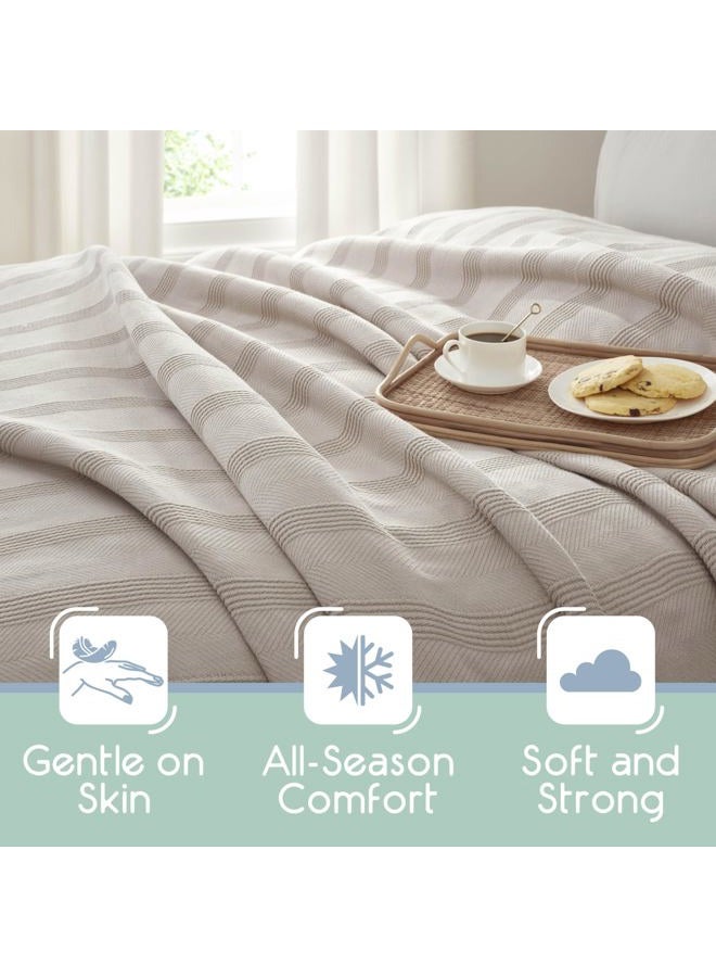 Vellux Twin Size 100% Cotton Blanket | Super Soft Breathable Lightweight Throw Blanket | All-Season Knit Blanket | Versatile Hotel Luxury | Easy Care Twin Cotton Blanket | Oeko-Tex Blanket | Mink - Image 3