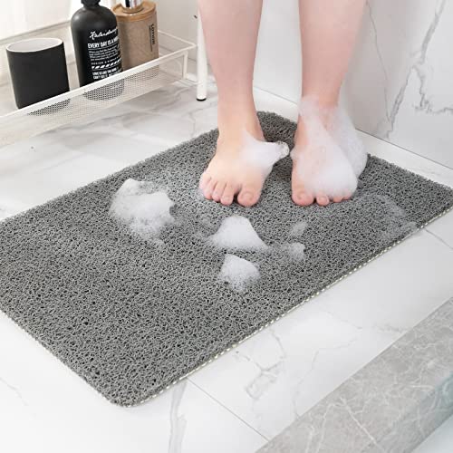 Hargiis Non-Slip Shower Mat Bathtub Mat for Bath Tub,Anti Slip Bath Tub Mat,Floor Mat,Soft PVC Loofah Bathroom Mats,Foot Scrubber Mat,Quick Drying Easy Cleaning Mats for Wet Areas（40 * 16 Grey） - Image 1