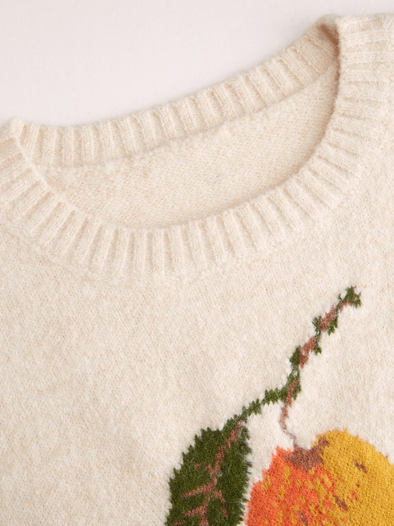CIDER Womenâ€™s Sweater Vest Knit Sleeveless Pear Cute Graphic Sweater Vest Tank Top Fall Outfits Beige - Image 2