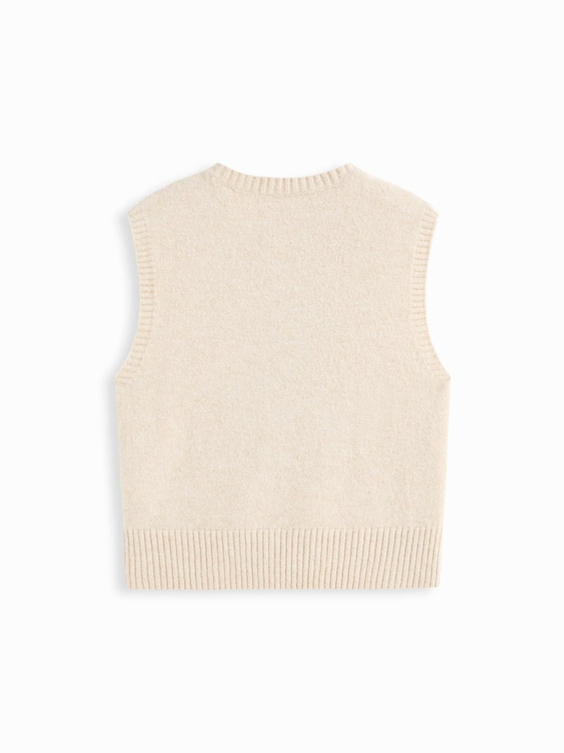 CIDER Womenâ€™s Sweater Vest Knit Sleeveless Pear Cute Graphic Sweater Vest Tank Top Fall Outfits Beige - Image 4