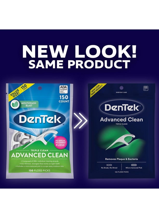 Dentek - DenTek Triple Clean Advanced Clean Floss Picks, No Break & No Shred Floss, 150 Count, (Packaging May Vary) - Image 1