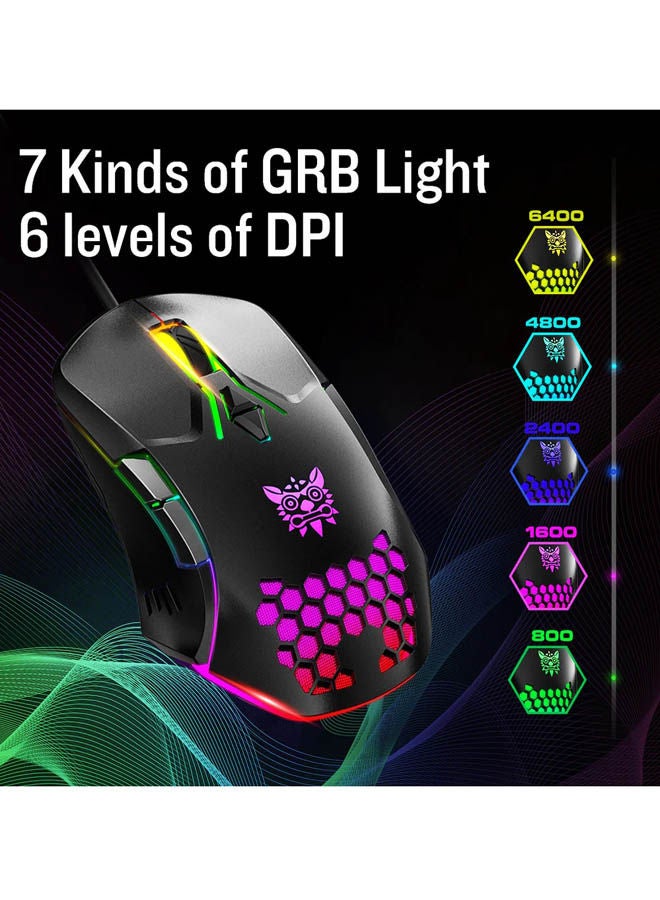 ONIKUMA CW902 Wired gaming mouse with 3200DPI RGB lighting 7 programmable buttons ergonomic lightweight design and high-precision optical sensor. - Image 3