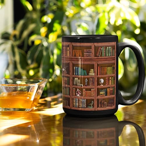 2IMT Book Mug Librarian Gifts for Book Lovers Women - Library Coffee Mug Book Club Gifts for Women - Reading Bookish Items Bookworm Librarian Lovers for Readers Writer Black 15oz - Image 5