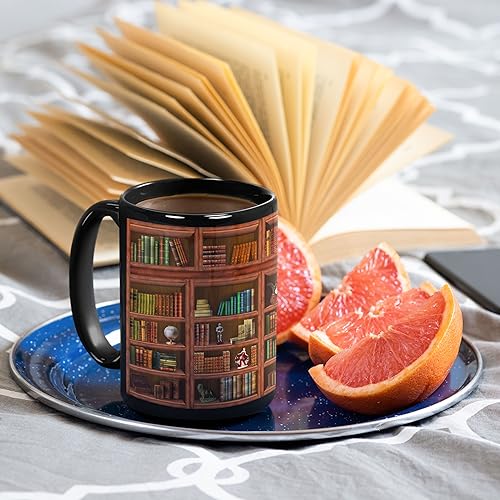 2IMT Book Mug Librarian Gifts for Book Lovers Women - Library Coffee Mug Book Club Gifts for Women - Reading Bookish Items Bookworm Librarian Lovers for Readers Writer Black 15oz - Image 4