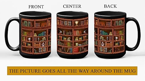 2IMT Book Mug Librarian Gifts for Book Lovers Women - Library Coffee Mug Book Club Gifts for Women - Reading Bookish Items Bookworm Librarian Lovers for Readers Writer Black 15oz - Image 2