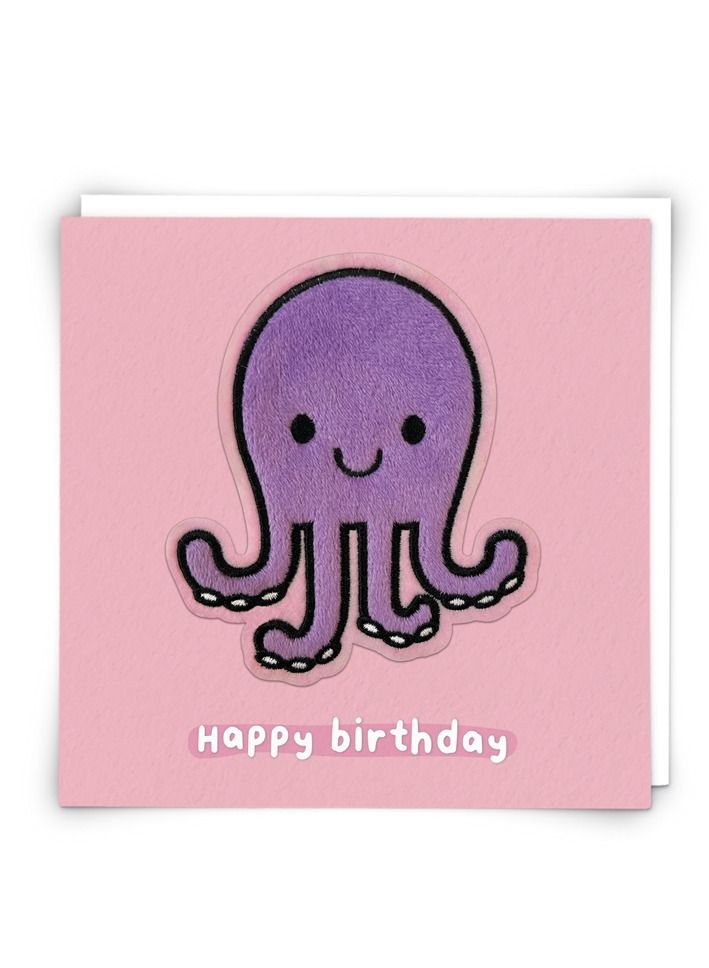 Redback Cards Violet Octopus Happy Birthday Greeting Card