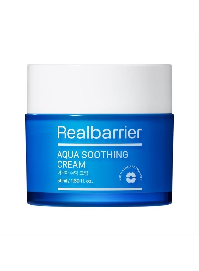 Real Barrier Aqua Soothing Cream 1.7 Fl.Oz. 50ml Hyaluronic Acid Facial Cream| Redness Relief Face Cream for Sensitive Skin | Face Moisturizer for Dry Skin| Calming Chamomile Extract| Korean Skincare - Image 1