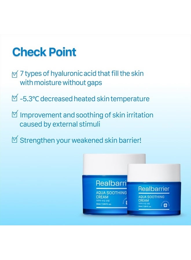 Real Barrier Aqua Soothing Cream 1.7 Fl.Oz. 50ml Hyaluronic Acid Facial Cream| Redness Relief Face Cream for Sensitive Skin | Face Moisturizer for Dry Skin| Calming Chamomile Extract| Korean Skincare - Image 2