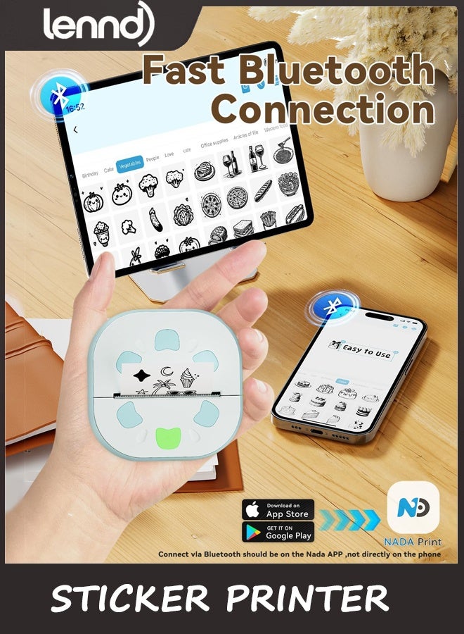 LENND Sticker Printer, PrintPods Mini Printer, Bluetooth Portable Sticker Maker with 3 Rolls Paper, Print Pod Inkless Thermal Printers for iphone, Impresora Portátil for Notes, Journal, DIY, Kids Gift - Image 5