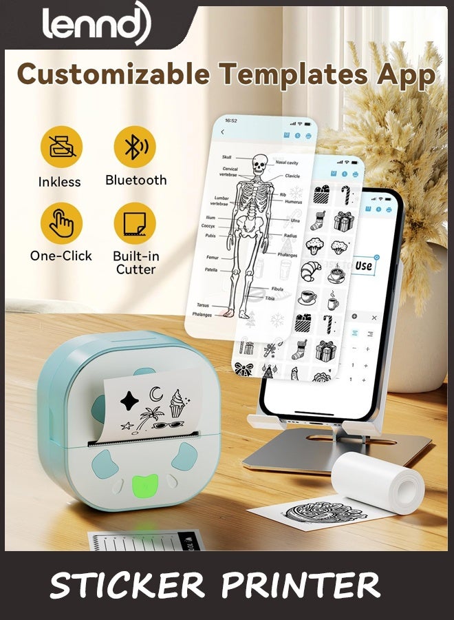 LENND Sticker Printer, PrintPods Mini Printer, Bluetooth Portable Sticker Maker with 3 Rolls Paper, Print Pod Inkless Thermal Printers for iphone, Impresora Portátil for Notes, Journal, DIY, Kids Gift - Image 4
