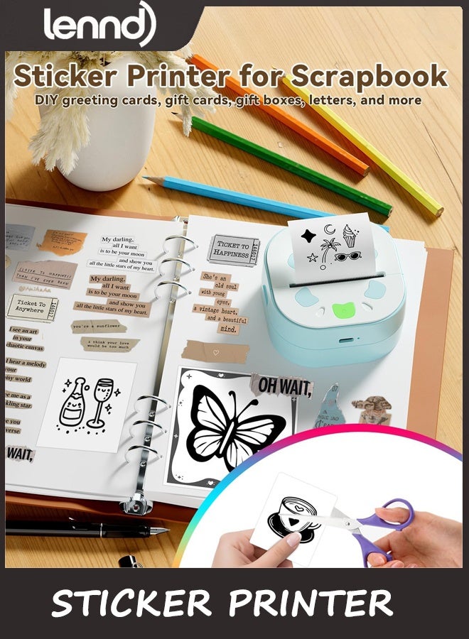 LENND Sticker Printer, PrintPods Mini Printer, Bluetooth Portable Sticker Maker with 3 Rolls Paper, Print Pod Inkless Thermal Printers for iphone, Impresora Portátil for Notes, Journal, DIY, Kids Gift - Image 3