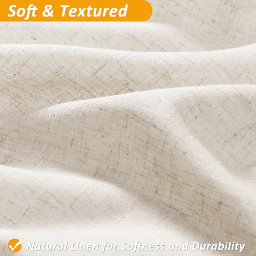 Naturoom Beige Linen Shower Curtain with Snap in Liner Set Rustic Farmhouse Shower Curtains for Bathroom 200GSM Textured Cream Burlap Cloth Double Bath Curtains with See Through Top Window 72x72 - Image 2