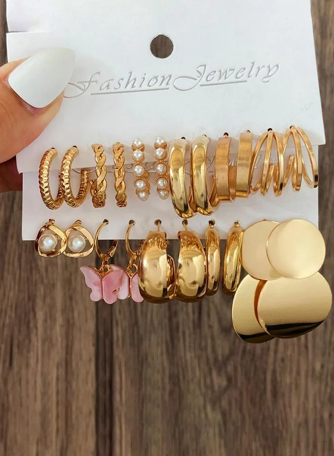 تايك تو حزمة من 11 - أقراط حلقية ذهبية