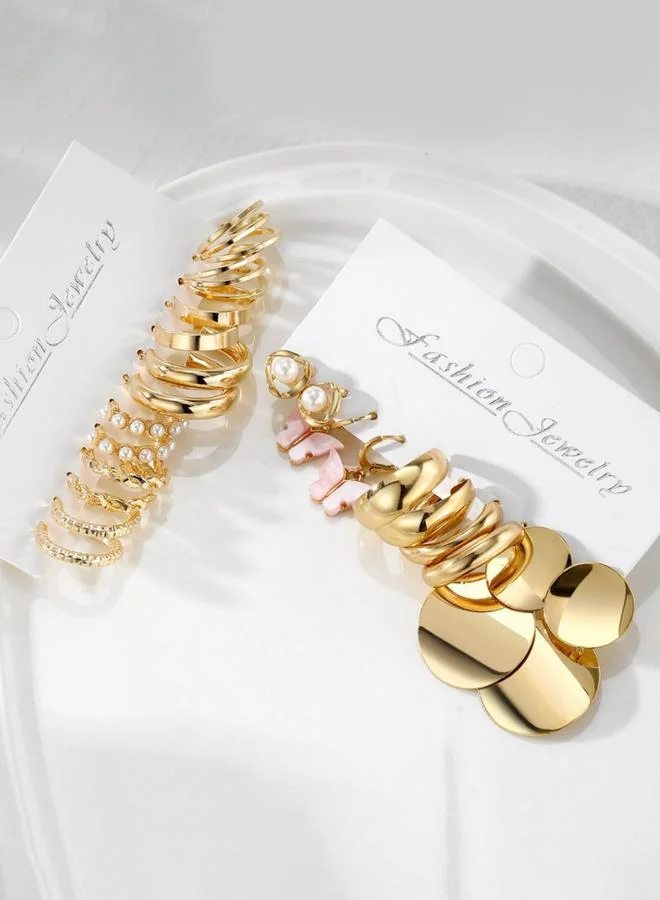 تايك تو حزمة من 11 - أقراط حلقية ذهبية