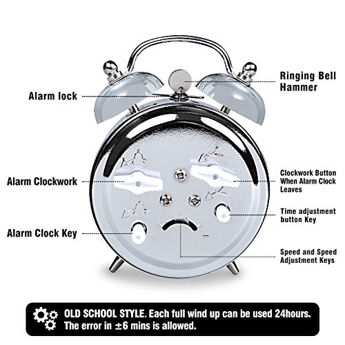 KEYPOWER Alarm Clock Mechanical Wind Twin Bell Double Bell Small - Image 5