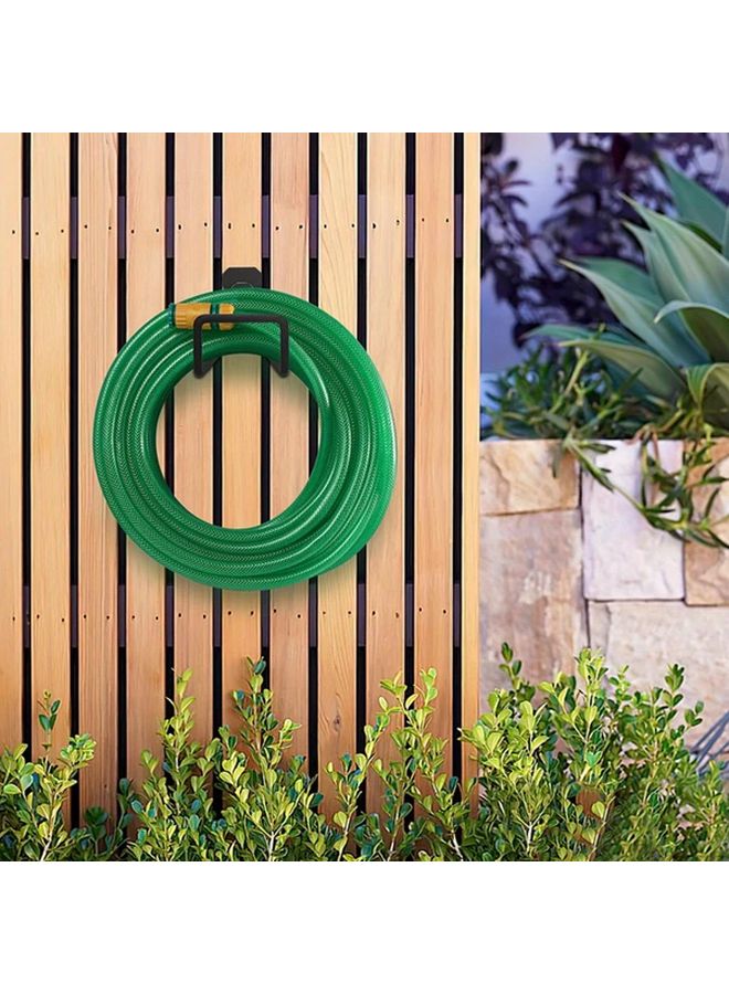 حامل خرطوم حديقة أسود مثبت على الحائط، خطاف بلاستيكي قابل للتعديل، تخزين خارجي - Image 2