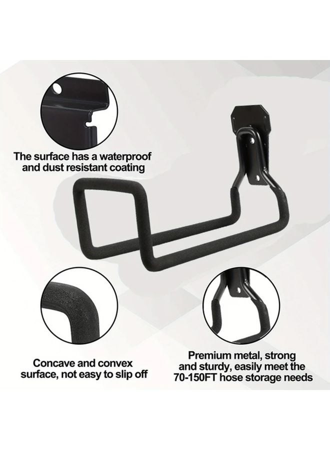 حامل خرطوم حديقة أسود مثبت على الحائط، خطاف بلاستيكي قابل للتعديل، تخزين خارجي - Image 4
