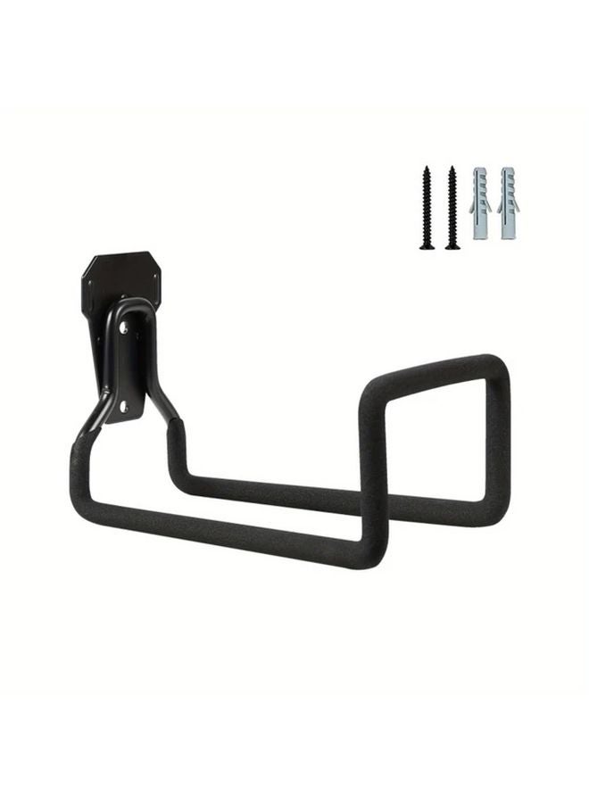 حامل خرطوم حديقة أسود مثبت على الحائط، خطاف بلاستيكي قابل للتعديل، تخزين خارجي - Image 1