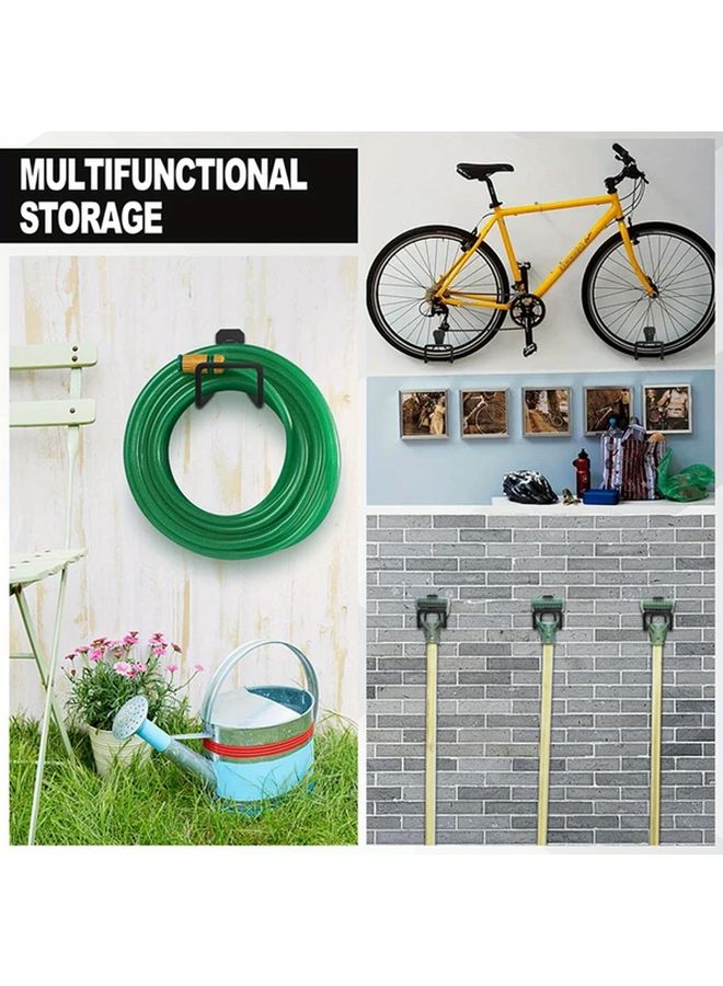 حامل خرطوم حديقة أسود مثبت على الحائط، خطاف بلاستيكي قابل للتعديل، تخزين خارجي - Image 5