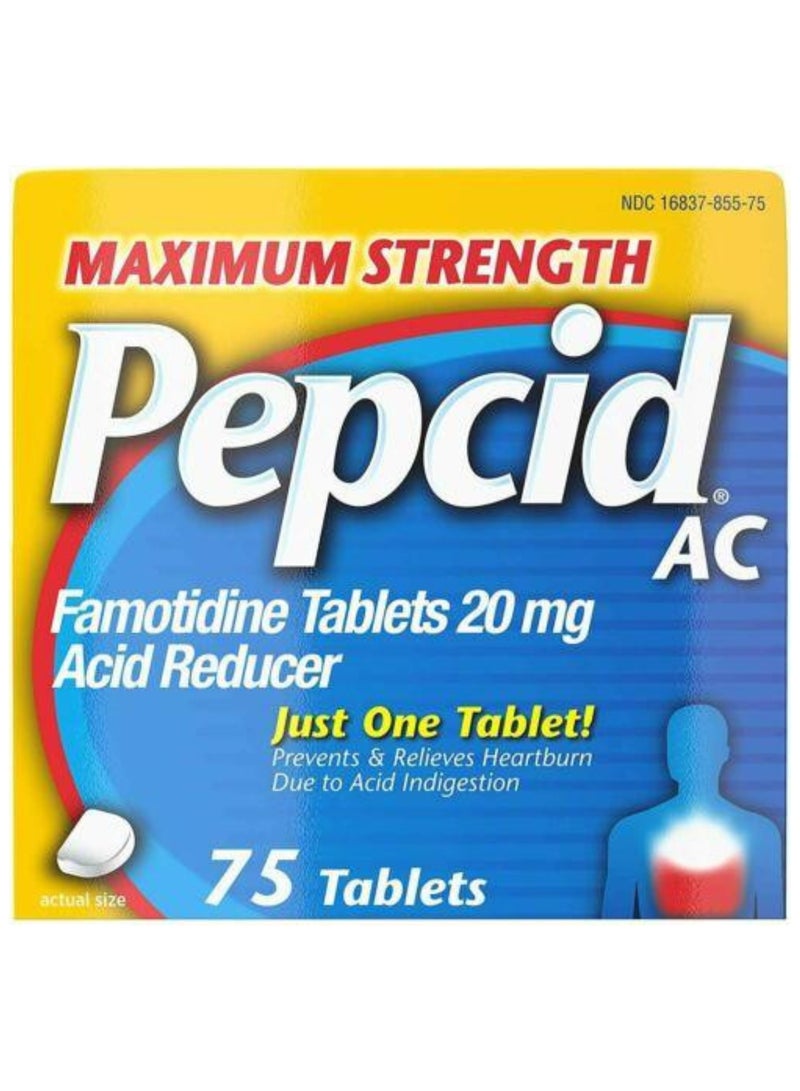 Pepcid AC أقصى قوة - تخفيف حرقة المعدة، 75 قرص - Image 1