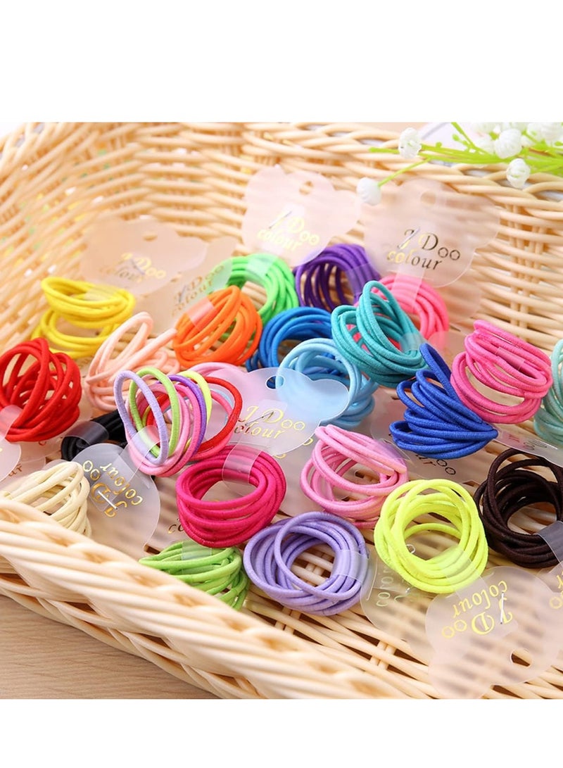 ECVV 200 قطعة رباط شعر ملون زاهي مرن حوامل ذيل حصان متينة رباطات شعر بدون معدن أشرطة شعر متعددة الألوان للنساء والفتيات الصغيرات - Image 2