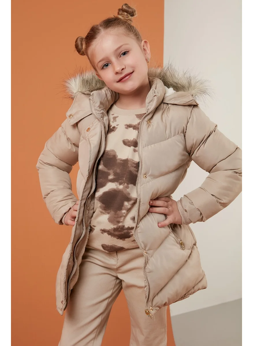 Lela Side Faux Fur Hooded Puffer Coat Girls' COAT 6035018