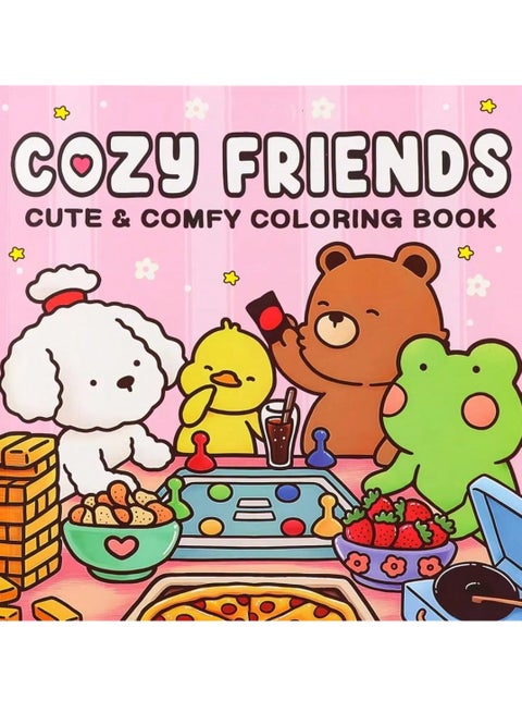 Coloring Book for Adults & Teens – Cozy Friends Edition Featuring Cute & Relaxing Animal-Themed Scenes and Whimsical Cartoon-Style Art | Ideal for Stress Relief, Creative Expression & Artistic Fun | Perfect Gift for Birthdays, Christmas, Halloween & Valentine’s Day