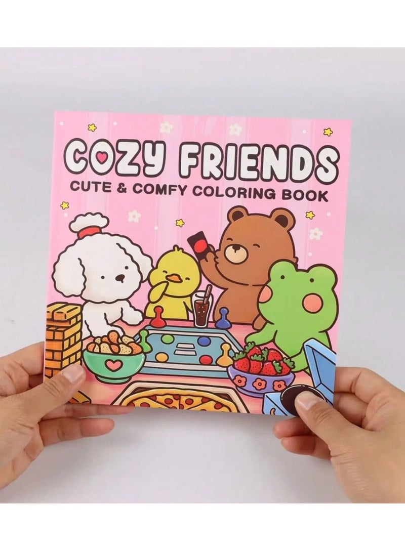 كتاب تلوين للكبار والمراهقين – إصدار "أصدقاء الدفء" يضم مشاهد حيوانية لطيفة ومريحة، ورسومات كرتونية مرحة بأسلوب فني ساحر | مثالي لتخفيف التوتر، والتعبير الإبداعي، والمرح الفني | هدية مثالية لأعياد الميلاد، الكريسماس، الهالوين، وعيد الحب - Image 3