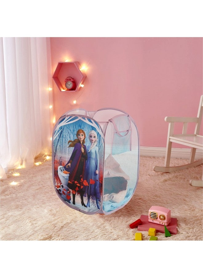 Idea Nuova Frozen 2 Pop-Up Hamper for Kids,Laundry Hamper with Anna & Elsa Design, Durable Mesh Fabric & Carry Handles, 21”H x 13.5”W, Collapsible Storage for Bedroom or Playroom - Image 4