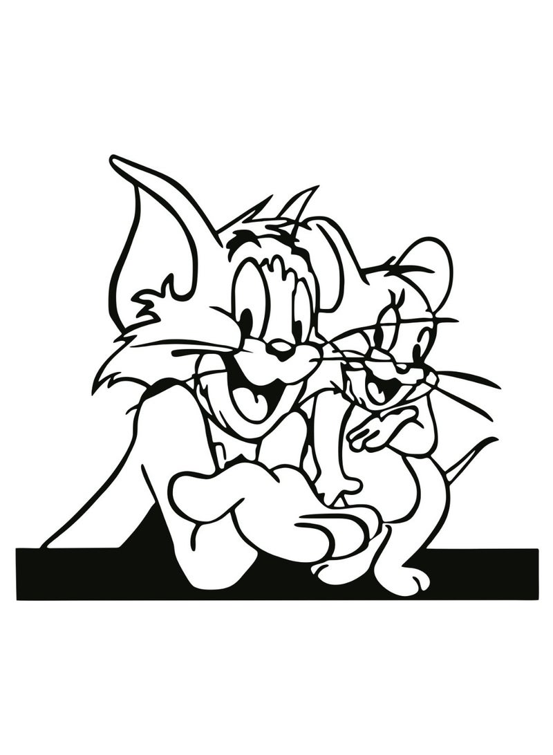 مرفا لوحة حائط خشبية ذات قاعدة لاصقة - أسود (توم وجيري) - Image 1