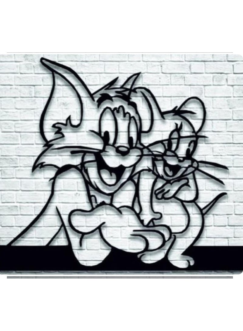 مرفا لوحة حائط خشبية ذات قاعدة لاصقة - أسود (توم وجيري) - Image 2