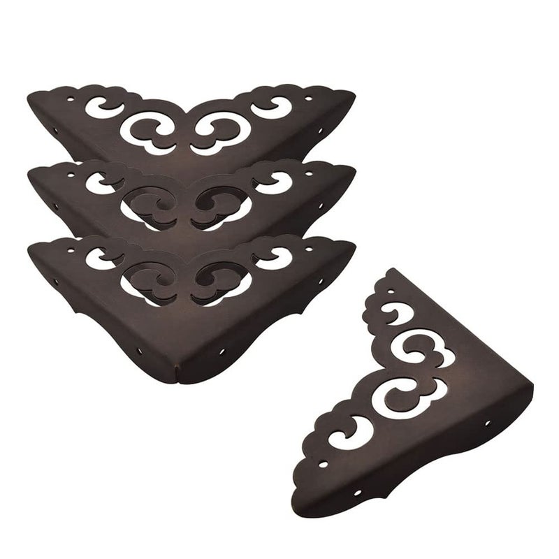 Metal Corner Protectors for Wood Boxes Furniture Vintage Decorative Corner Guards for Box Door Table Furniture Corner Edge Safety Guard Pack of 4