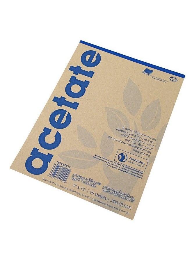 Grafix Acetate Pad 9 X 12 In Clear 25 Sheets/Pad  - Image 1