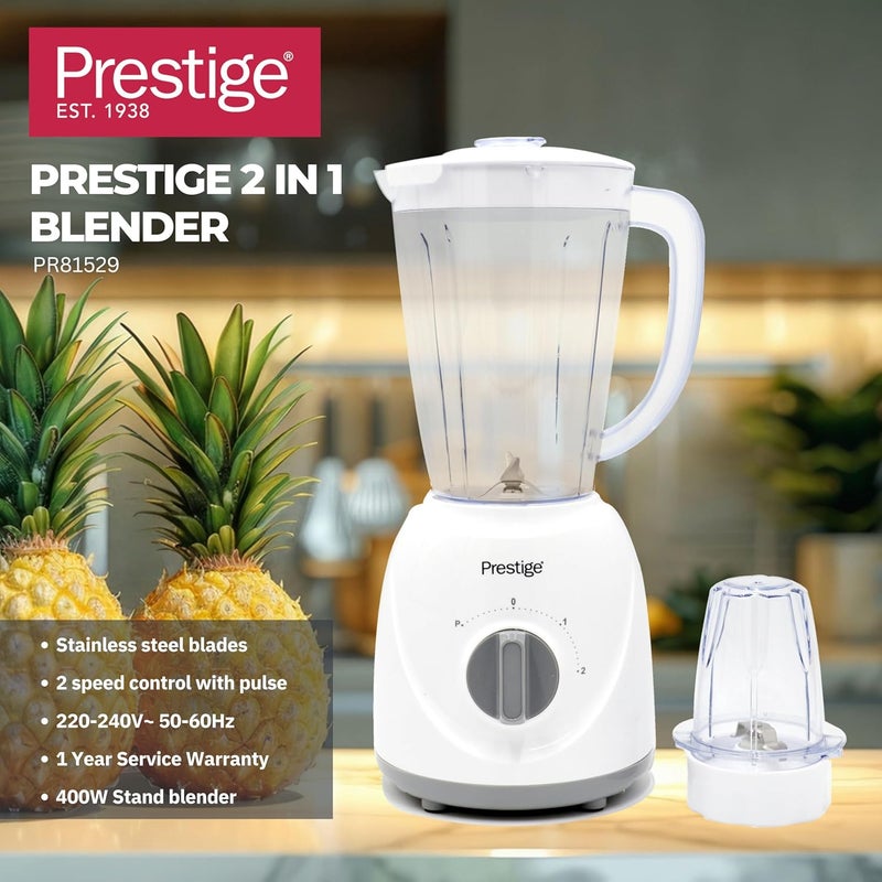 Prestige 2 in 1 Stand Blender 1.5 Ltr 400W with Grinder Mills - White PR81530 1.5 L 400 W PR81530 white - Image 5