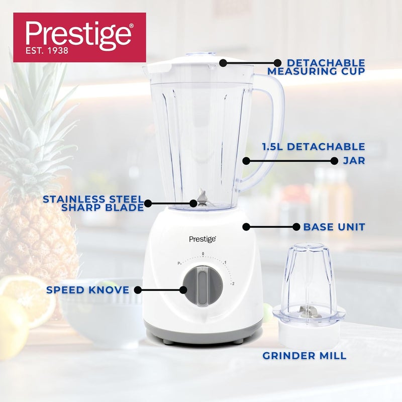 Prestige 2 in 1 Stand Blender 1.5 Ltr 400W with Grinder Mills - White PR81530 1.5 L 400 W PR81530 white - Image 4