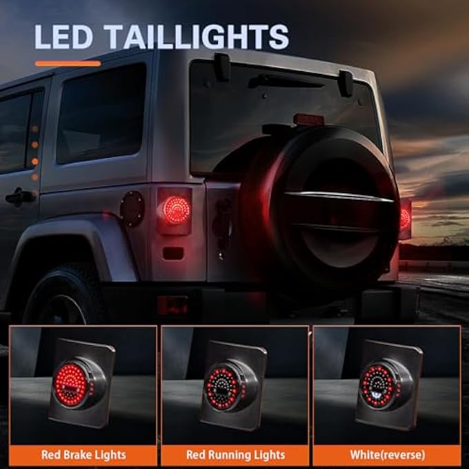 Unity Led Round Tail Light Brake Light Turn Signal Reverse Light For Jeep Wrangler Unlimited Jk 4 Door Led Taillight2 Pcs - Image 2