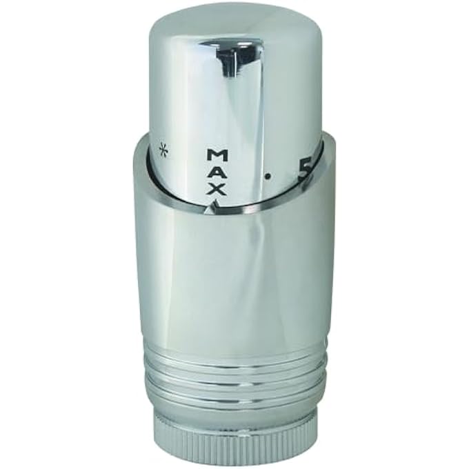 , 601522802 THERMOSTATIC HEAD M30 X 1.5 CHROME DESIGN FOR TOWEL RADIATOR OR DESIGNER RADIATOR, MODERN DESIGN, LIQUID EXPANSION, CONNECTION WITH A THREAD OF M 30 X 1.5 - Image 1