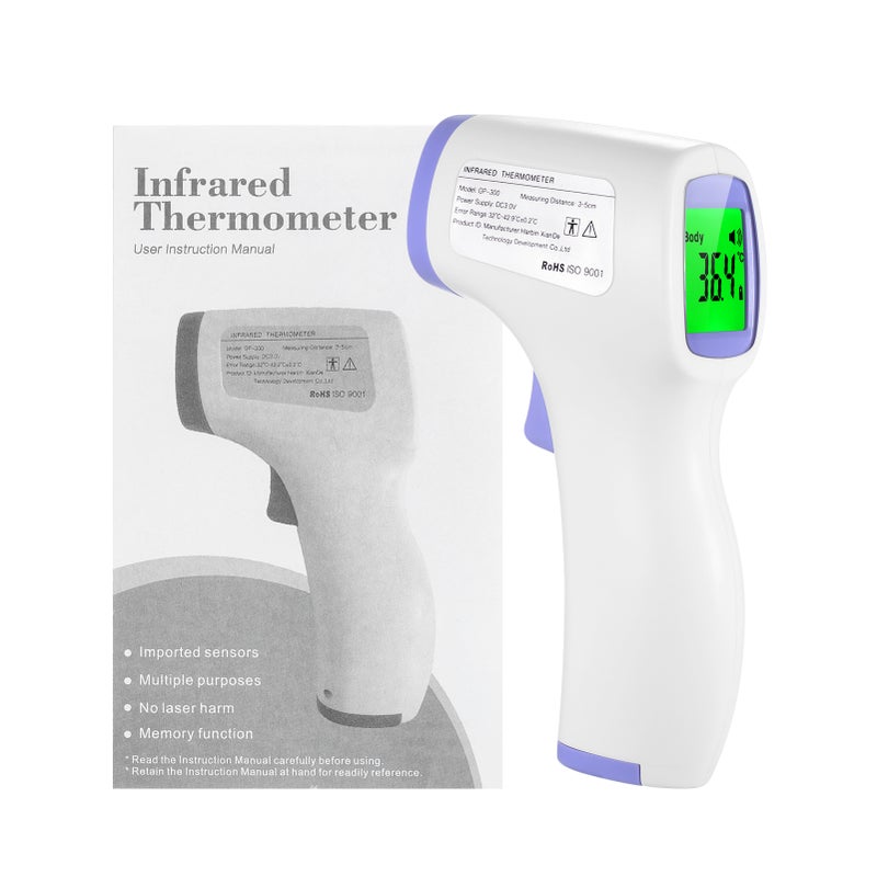 Digital Thermometer 1S Quick Measurement 32 Data Memories - 3 Colors LCD Backlight Infrared Thermometer for Baby, Home Daily Health Monitoring & Object Temperature Testing - Image 5