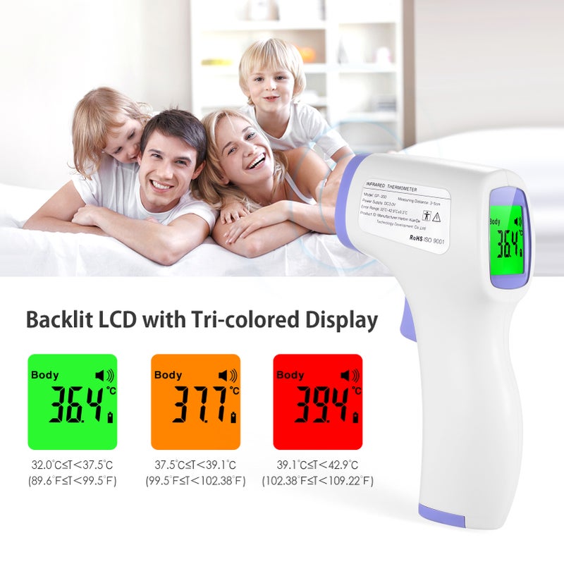 Digital Thermometer 1S Quick Measurement 32 Data Memories - 3 Colors LCD Backlight Infrared Thermometer for Baby, Home Daily Health Monitoring & Object Temperature Testing - Image 2