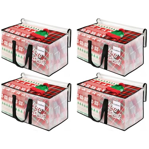 BlissTotes Moving Bags, 4-Pack Storage Bags, Moving Bags Heavy Duty Extra Large, Moving Totes, Clear moving Bags, Reinforced Handles & Tag Pocket (93L) - Image 1