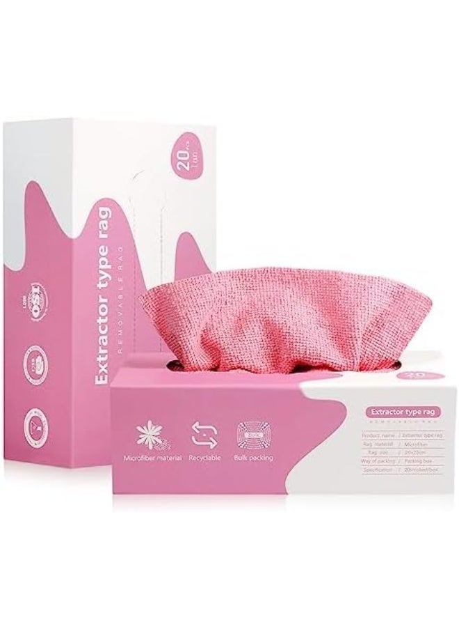 Reusable Microfiber Cleaning and Drying Wipes with Dispenser Box Rags In A Box (20 count) - Reusable Wipes for Cleaning - Edgeless Terry Towels, Shop Rags, Wash, Dust, Disposable, House, - Image 1