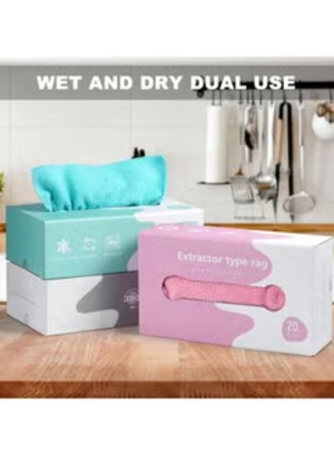 Reusable Microfiber Cleaning and Drying Wipes with Dispenser Box Rags In A Box (20 count) - Reusable Wipes for Cleaning - Edgeless Terry Towels, Shop Rags, Wash, Dust, Disposable, House, - Image 2