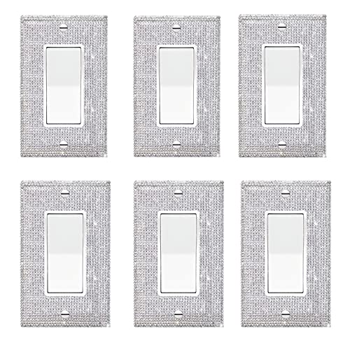 Gaocai 6 Pcs Silver Shiny Silver Rhinestones Outlet Covers Wall Plates Light Switch Cover Decorative Outlet Cover Switch Plates And Outlet Covers - Image 2