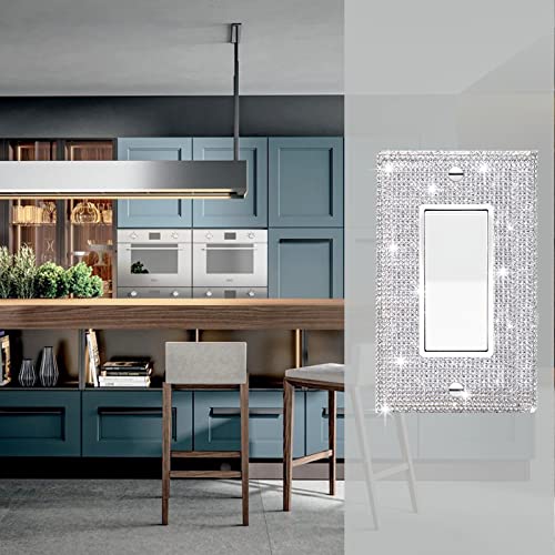Gaocai 6 Pcs Silver Shiny Silver Rhinestones Outlet Covers Wall Plates Light Switch Cover Decorative Outlet Cover Switch Plates And Outlet Covers - Image 5
