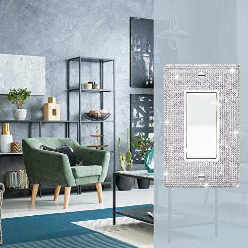 Gaocai 6 Pcs Silver Shiny Silver Rhinestones Outlet Covers Wall Plates Light Switch Cover Decorative Outlet Cover Switch Plates And Outlet Covers - Image 4