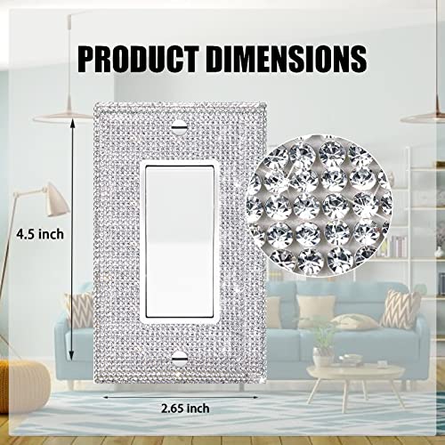 Gaocai 6 Pcs Silver Shiny Silver Rhinestones Outlet Covers Wall Plates Light Switch Cover Decorative Outlet Cover Switch Plates And Outlet Covers - Image 3
