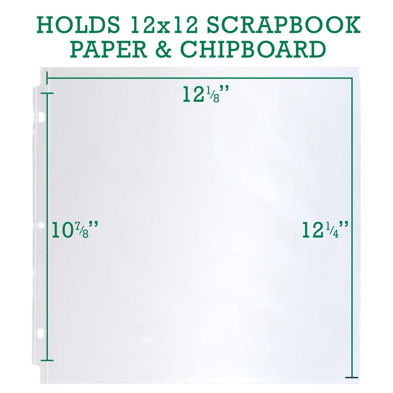 Samsill Scrapbook Refill Pages 12x12 Inch, 100 Pack, Fits 3 Ring Scrapbook Binders and 12x12 Photo Albums, Top-Loading, Heavy-Duty, Holds 2 Pages, Super Clear - Image 2